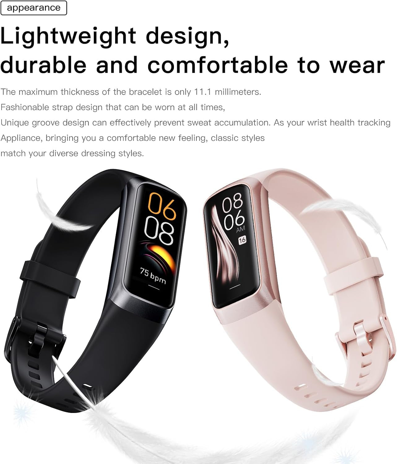 Fitness Trackers for Women Men, Oled Screen Heart Rate Sleep Monitor Step Tracker 25 Sports Modes IP68 Waterproof Smartwatch Activity Tracker, Smart Bracelet Fitness Tracker Watch with Blood Pressure