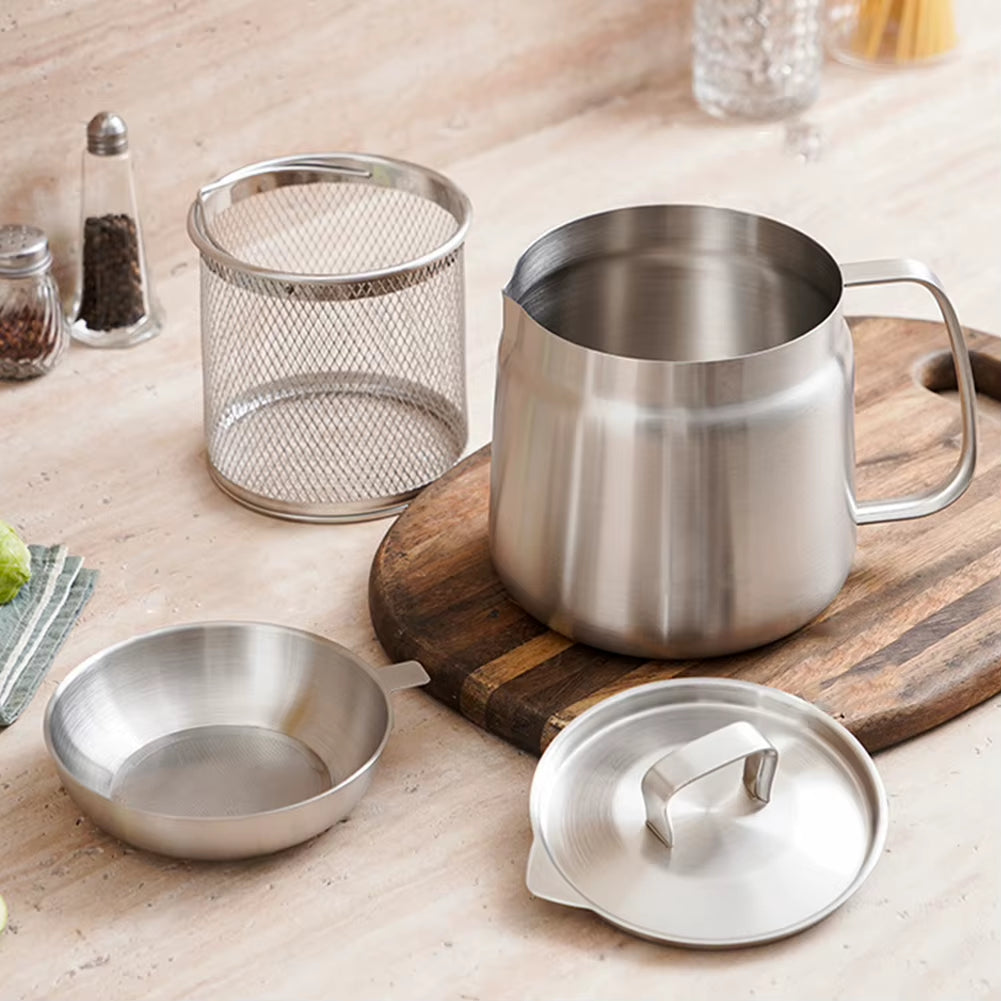 FryMaster 1.5/2L Stainless Steel Kitchen Fryer – Large Capacity Deep Frying Pot with Oil Filter