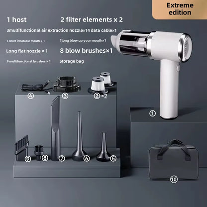 PowerClean Pro – Wireless Mini Car Vacuum Cleaner with High Suction & Dual-Purpose Blow/Suction