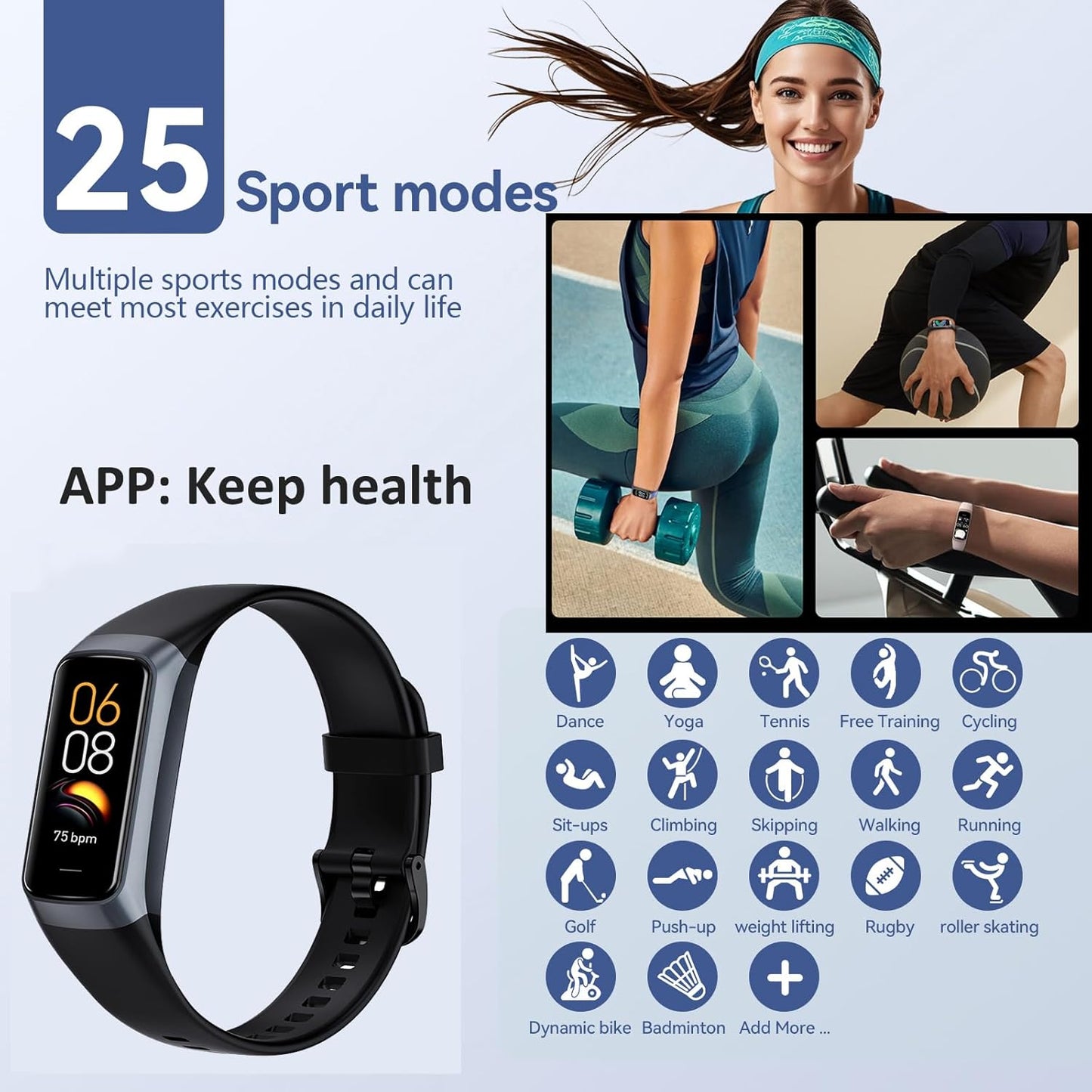 Fitness Trackers for Women Men, Oled Screen Heart Rate Sleep Monitor Step Tracker 25 Sports Modes IP68 Waterproof Smartwatch Activity Tracker, Smart Bracelet Fitness Tracker Watch with Blood Pressure