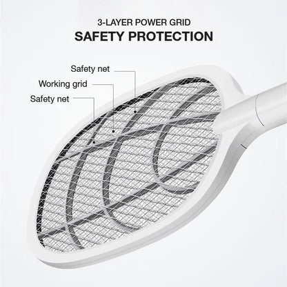 ZapAway USB Electric Mosquito Lamp & Fly Swatter – Portable Handheld Triple-Layer Mesh for Instant Relief